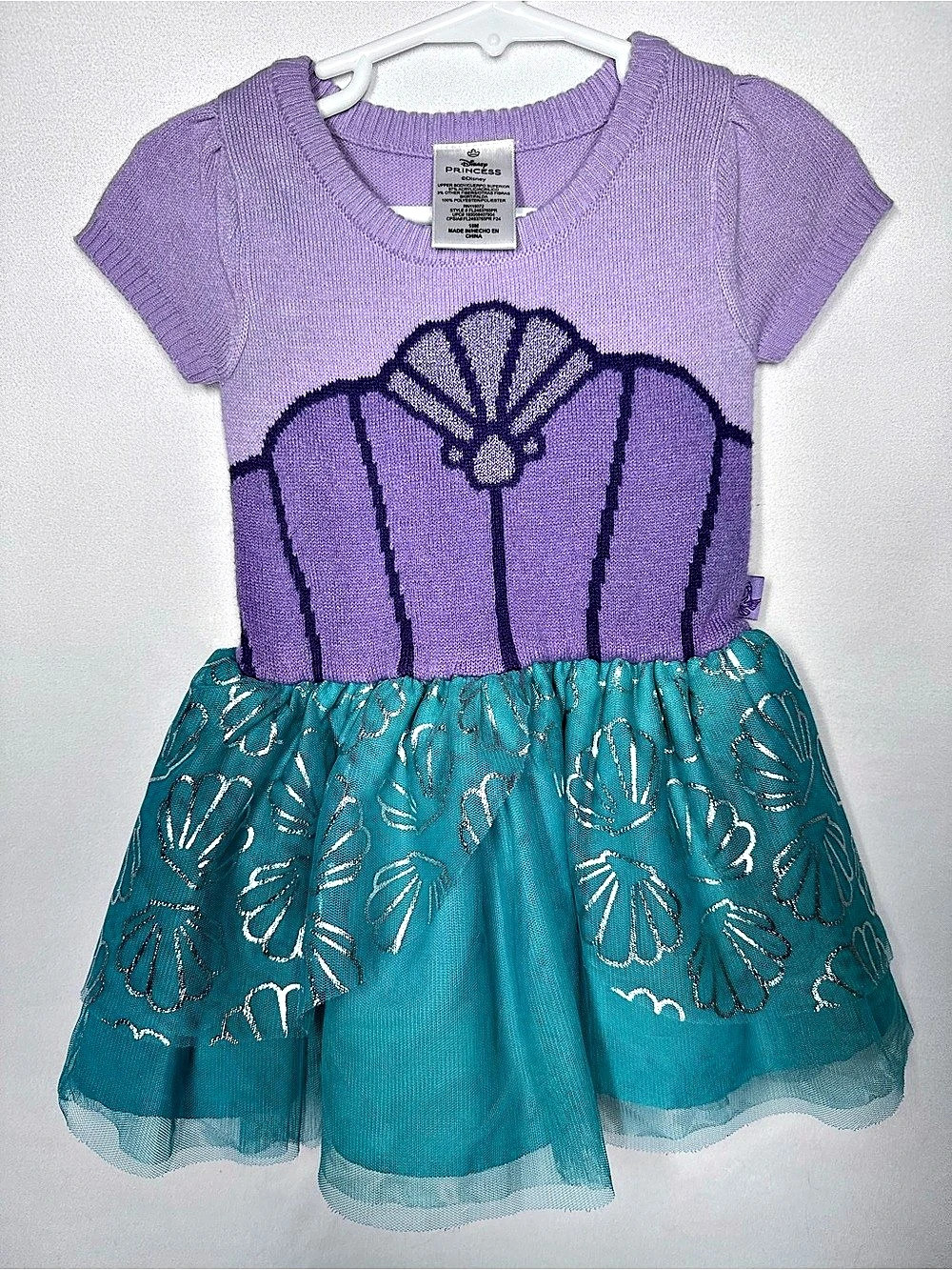 ❤️3/$30 Disney Princess Ariel Cosplay Short Sleeve Tulle Sweater Dress 18M
